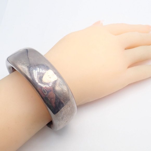 Vintage Tiffany & Co Sterling Silver Andreas Mikkelson Ebony Wood Cuff Bracelet - Picture 5 of 8